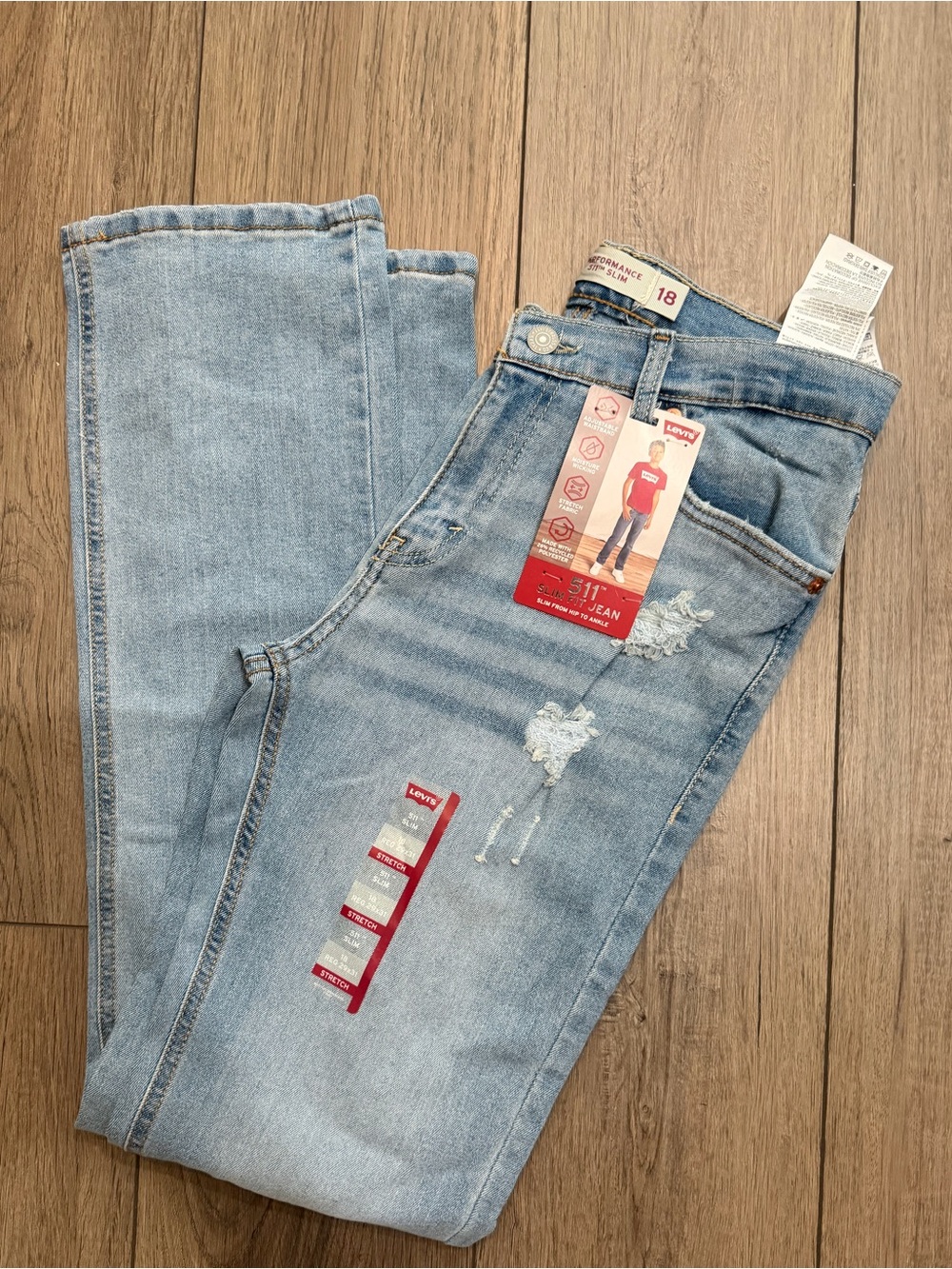 Levi's Light Blue Distressed boys Jeans - 511 Slim
